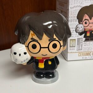 Ceramic Character Figurine with Owl - Black and Brown